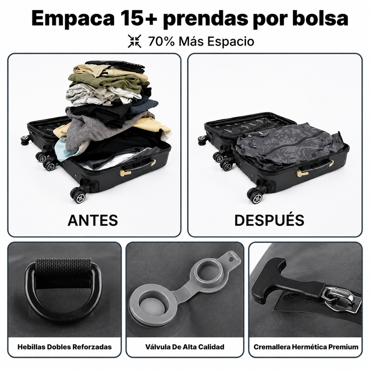 Bolsas de compresión al vacío para viaje Linden - imagen 3