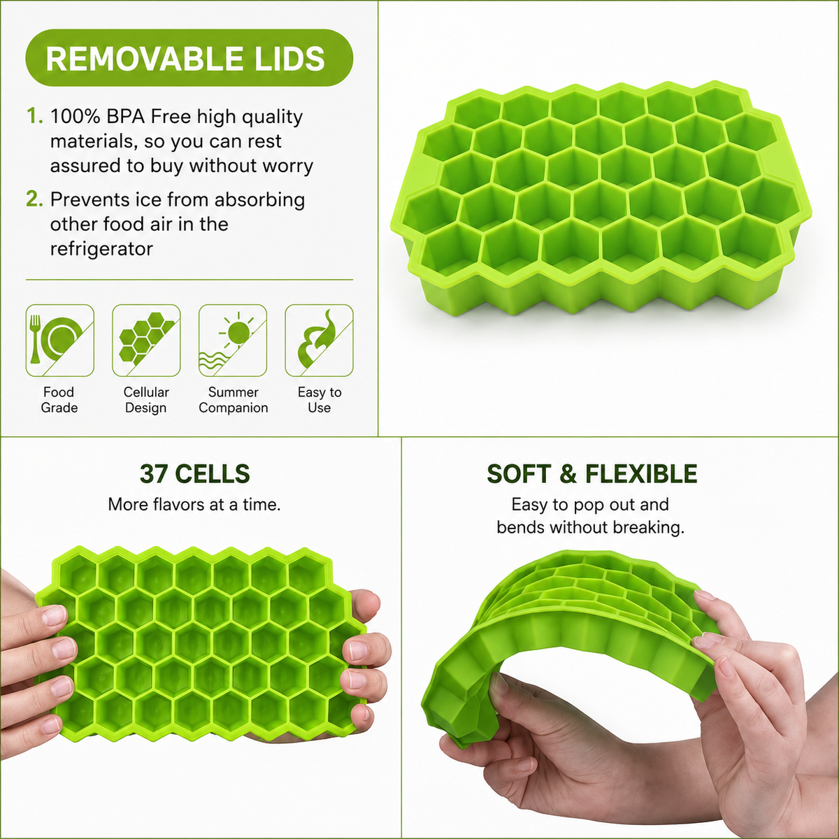 Molde para Hielo de Panal con 37 Cubos Linden