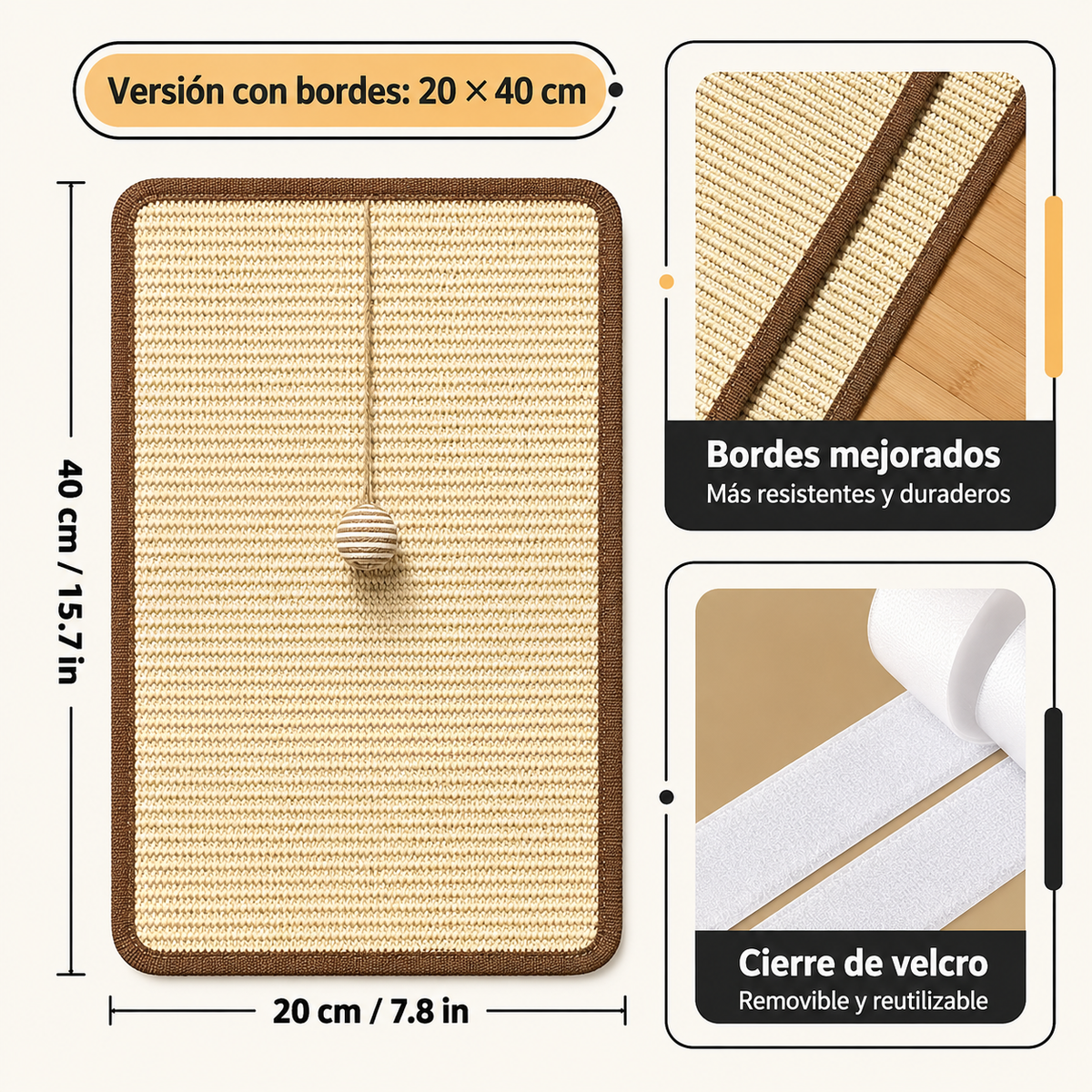 Rascador Vertical de Sisal para Gatos con Pelota Linden