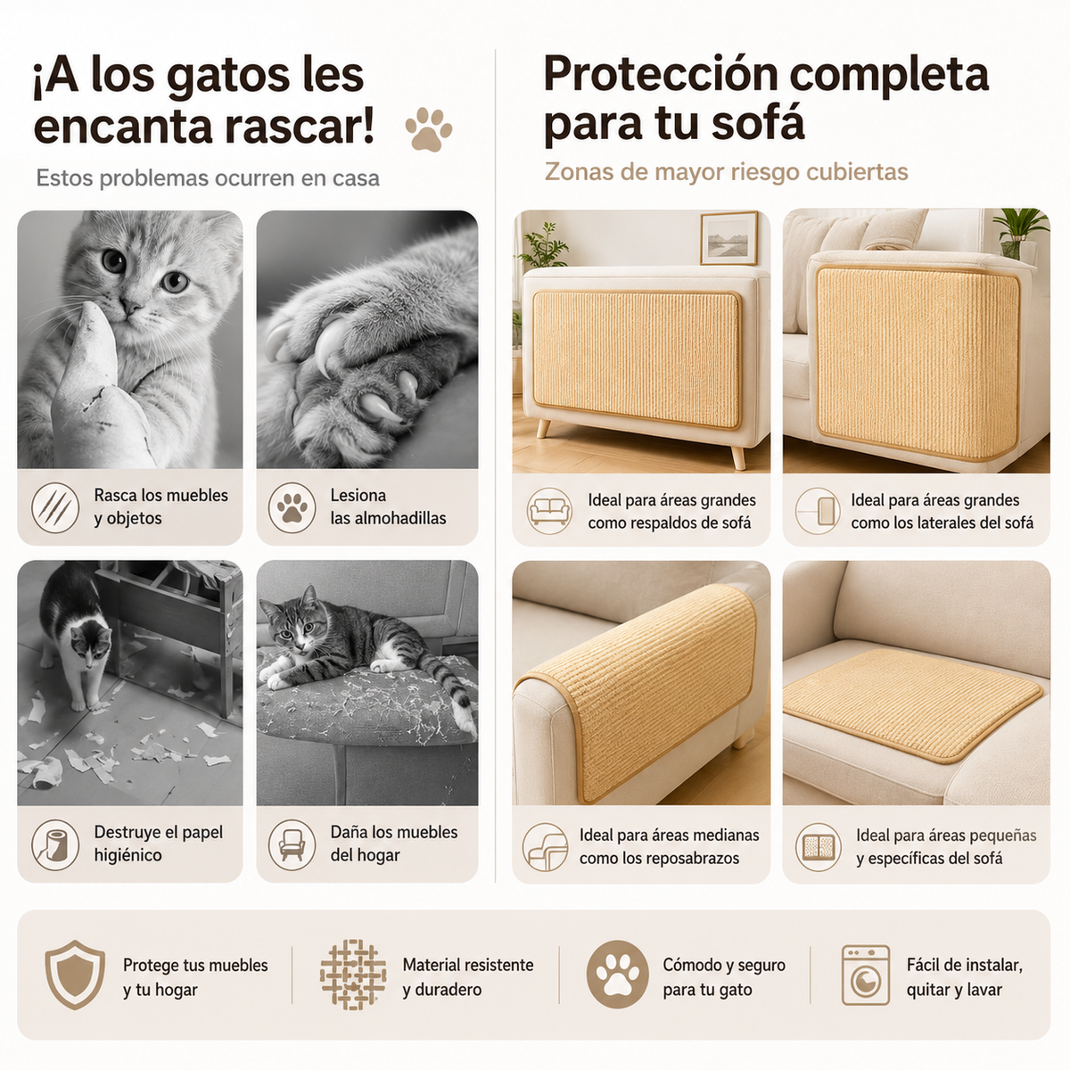Rascador Vertical de Sisal para Gatos con Pelota Linden