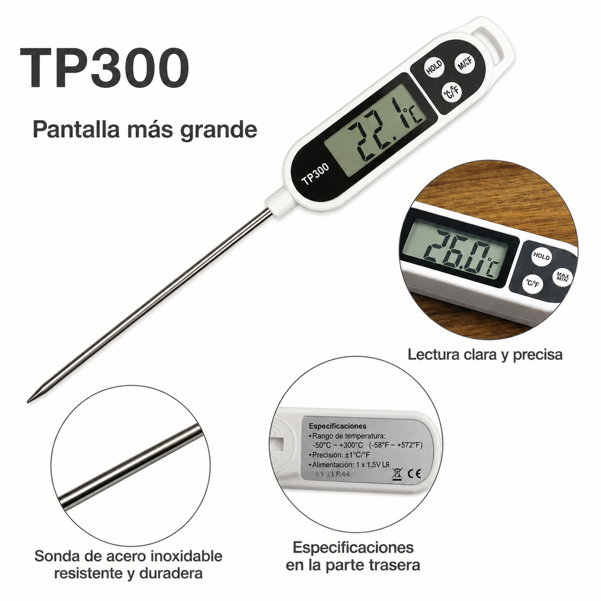 Termómetro Digital de Cocina con Sonda Linden