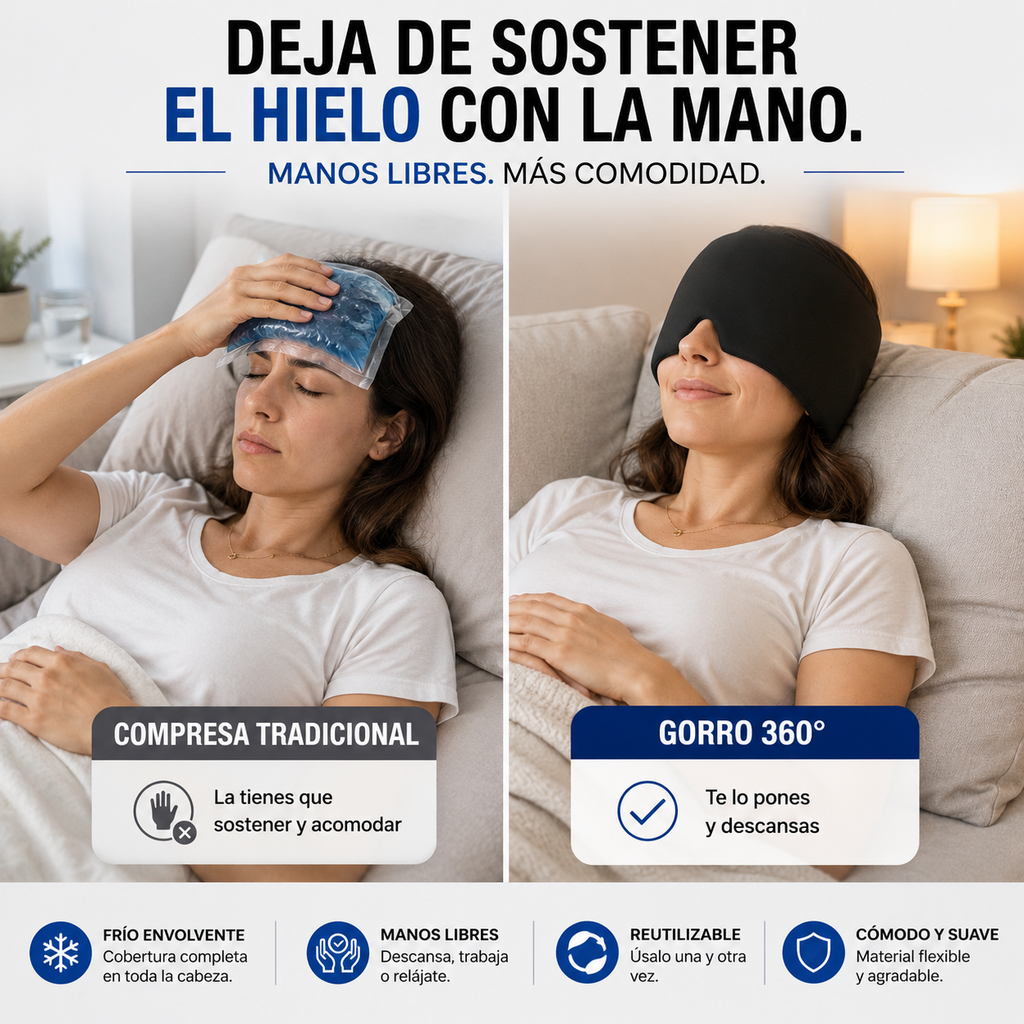 Gorro de gel frío y calor 360° para migraña Linden - imagen 3