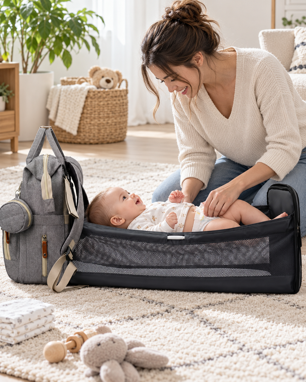 Mochila Pañalera Impermeable con Cambiador Plegable Linden™