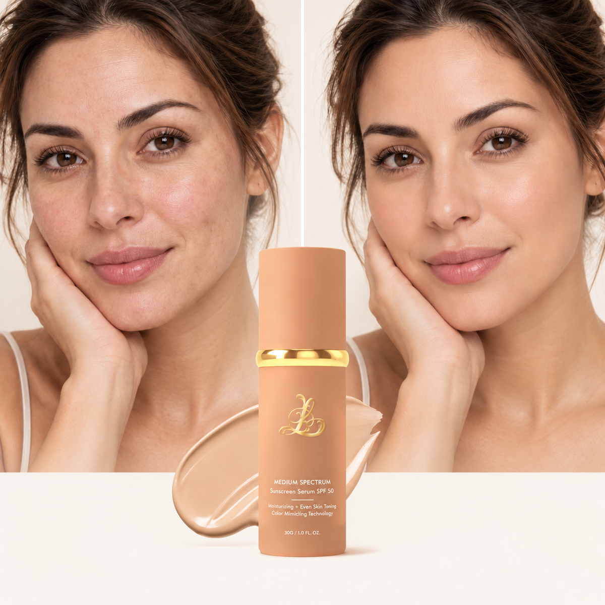 Descubre la Base de Maquillaje que Cambia de Color 4 en 1 Linden™ con SPF50+. Cobertura modulable, hidratación y acabado natural en una fórmula de 30 ml.