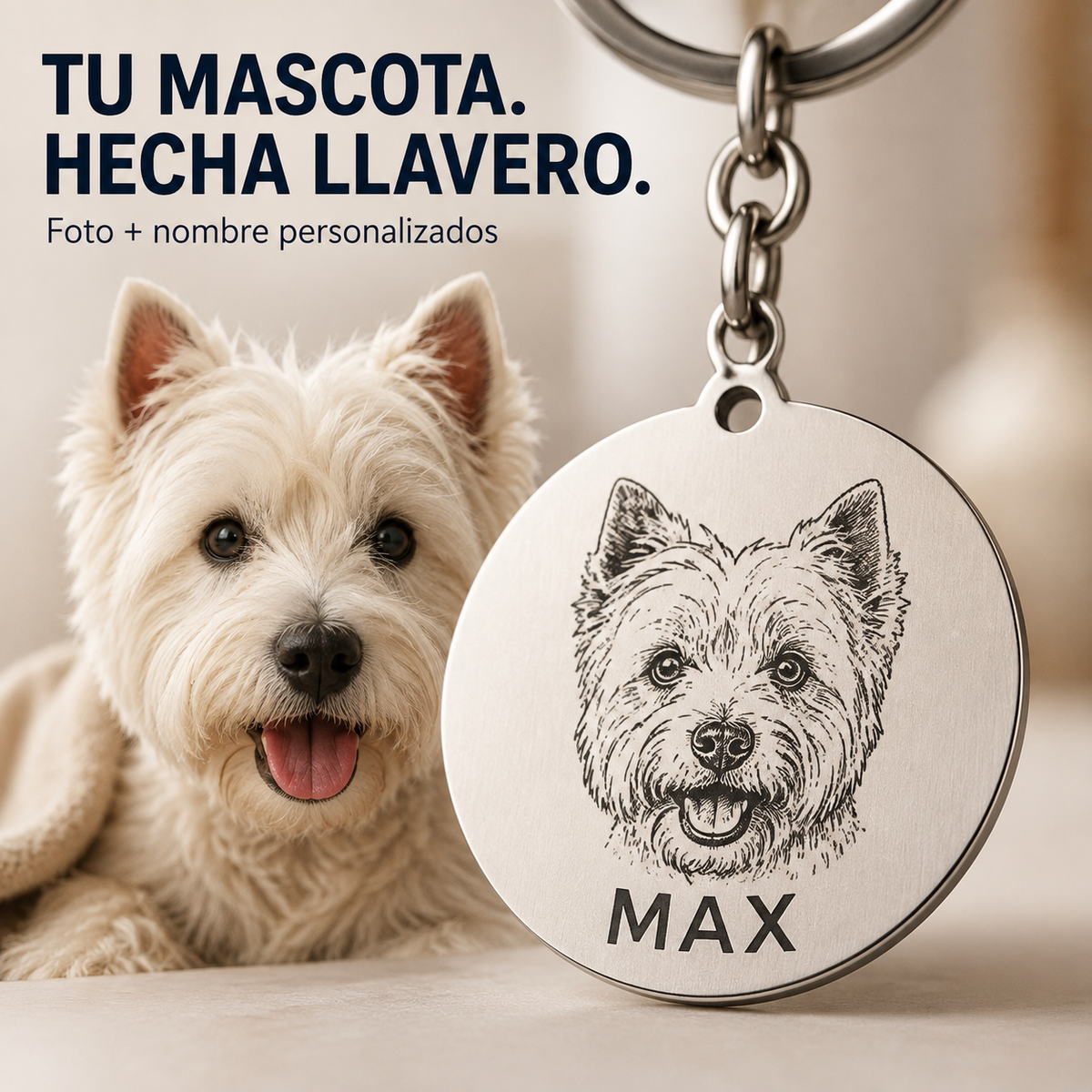 Llavero personalizado para mascotas con foto y nombre Linden - imagen 2