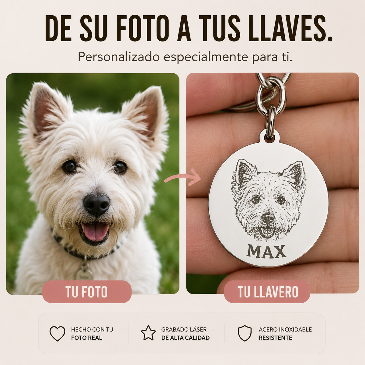 Llavero personalizado para mascotas con foto y nombre Linden - imagen 3