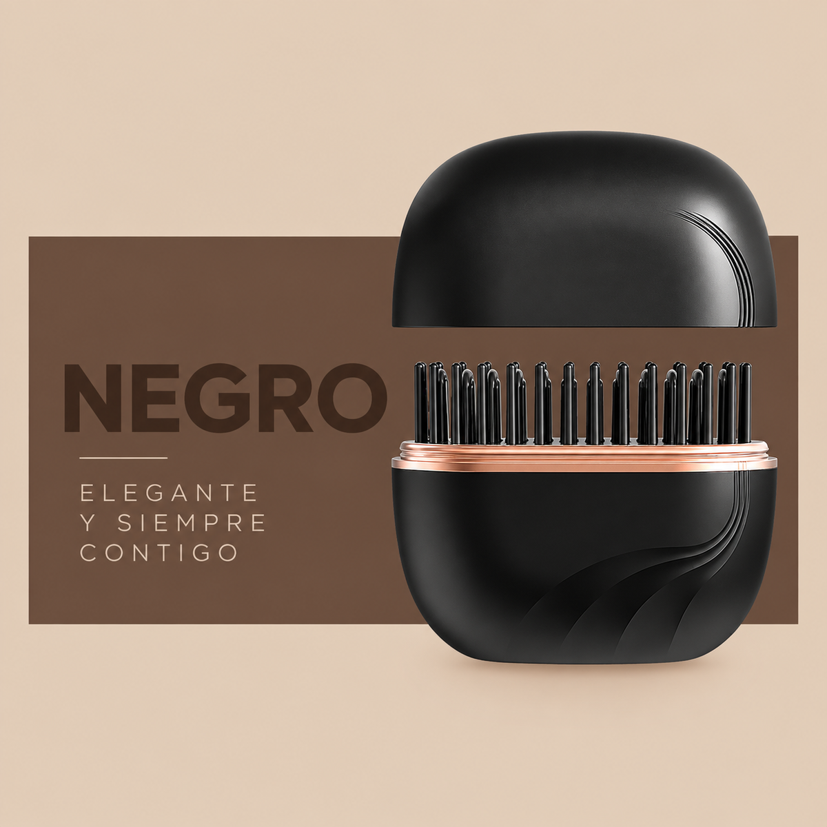Retoca y alisa tu cabello donde estés con el Mini Cepillo Alisador Inalámbrico Linden™. 3 temperaturas, calentamiento rápido y carga USB-C.