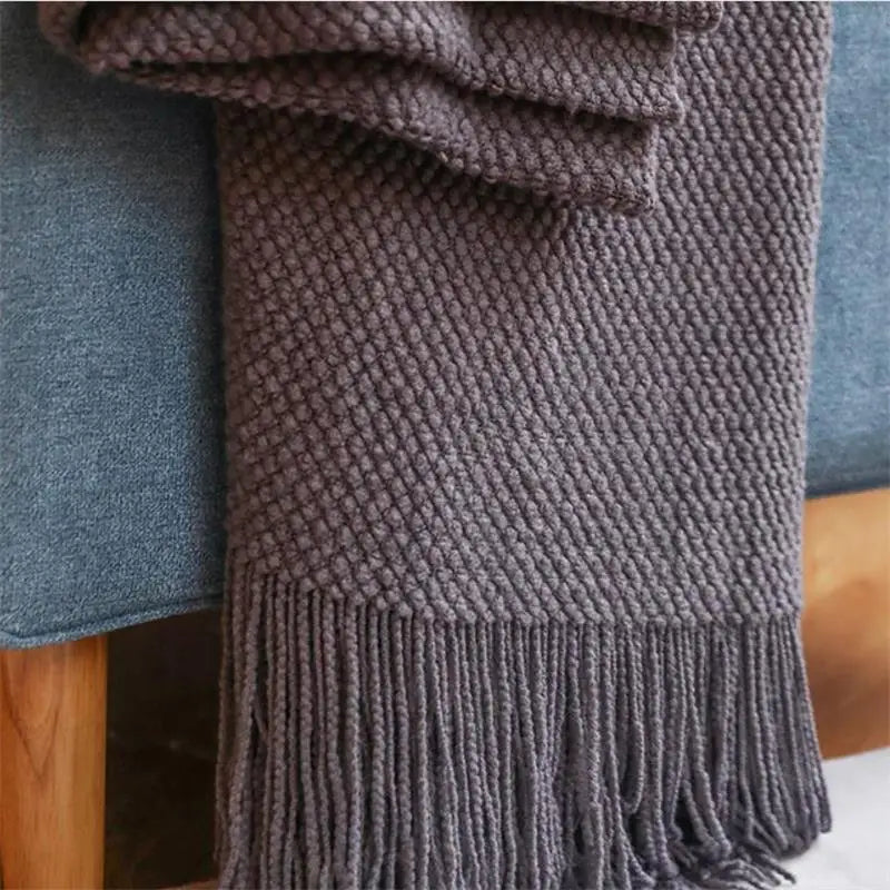 Manta Tejida Estilo Nórdico con Flecos Linden