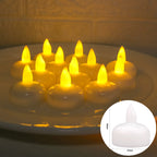 Velas LED Linden del modelo Vela flotante, con base redondeada para centros de mesa con agua.