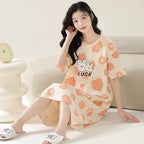 Camisón Largo de Manga Corta con Estampado para Mujer Linden