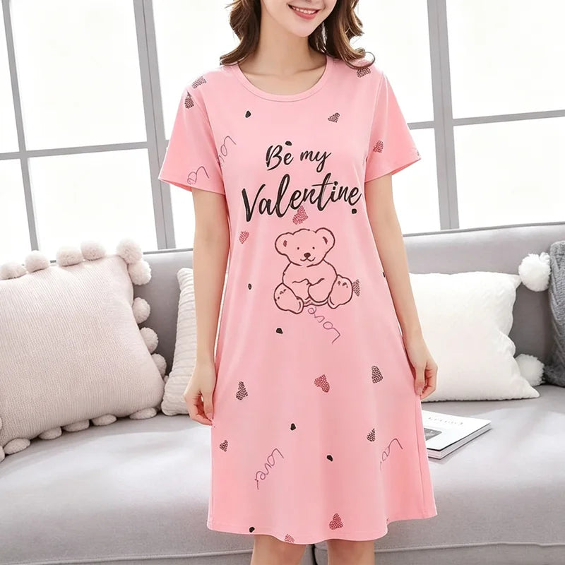 Camisón Largo de Manga Corta con Estampado para Mujer Linden