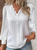 Blusa Elegante de Encaje con Cuello en V para Mujer Linden
