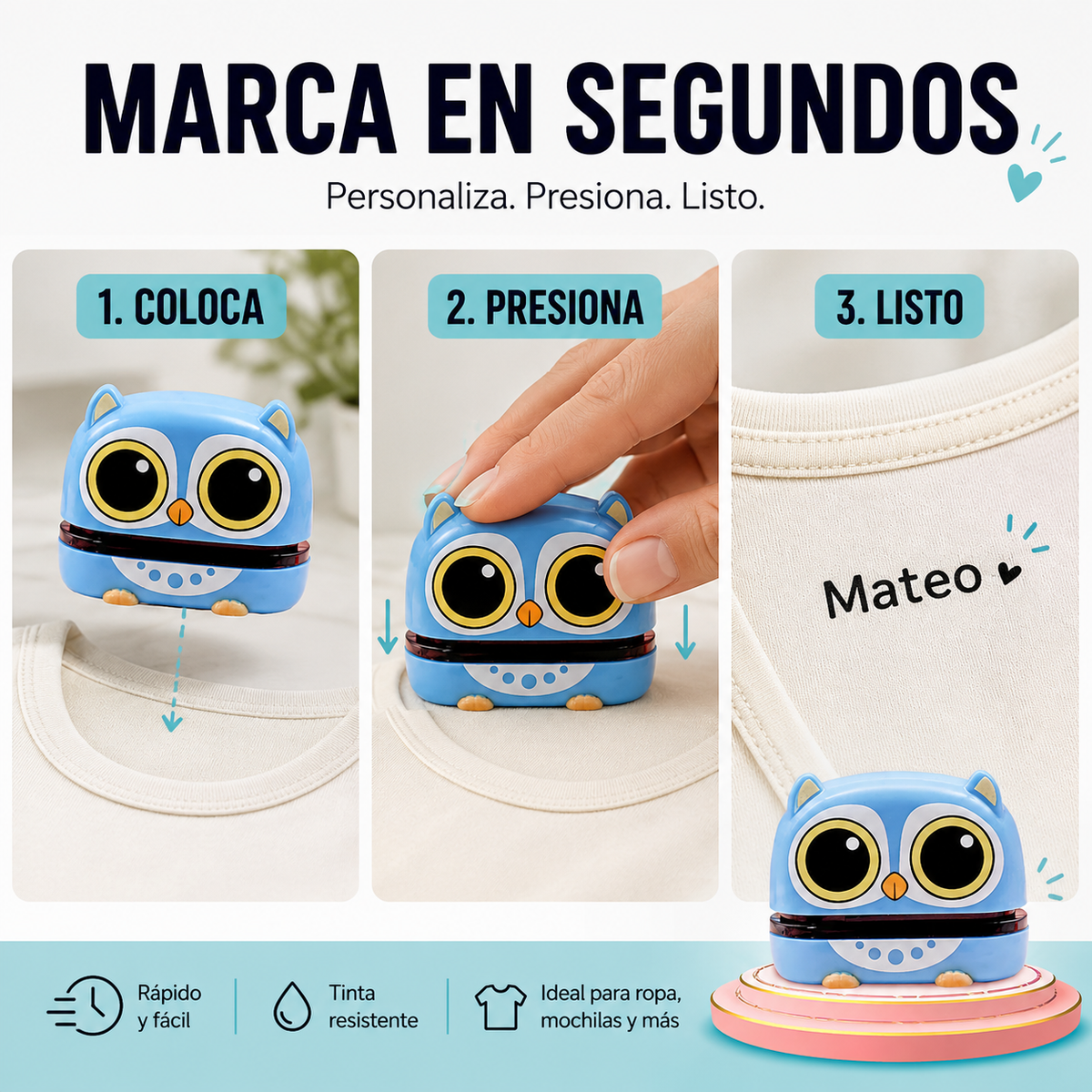 Sello personalizado para ropa y útiles escolares Linden - imagen 4