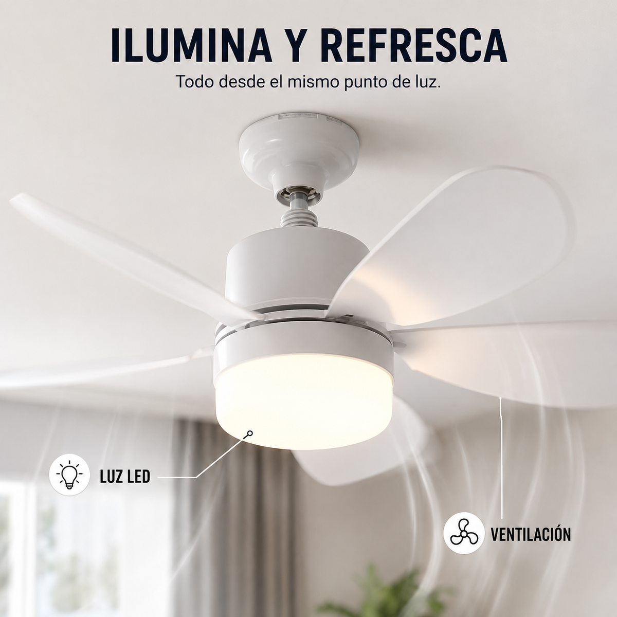 Ventilador de techo con luz LED y control remoto Linden - imagen 2