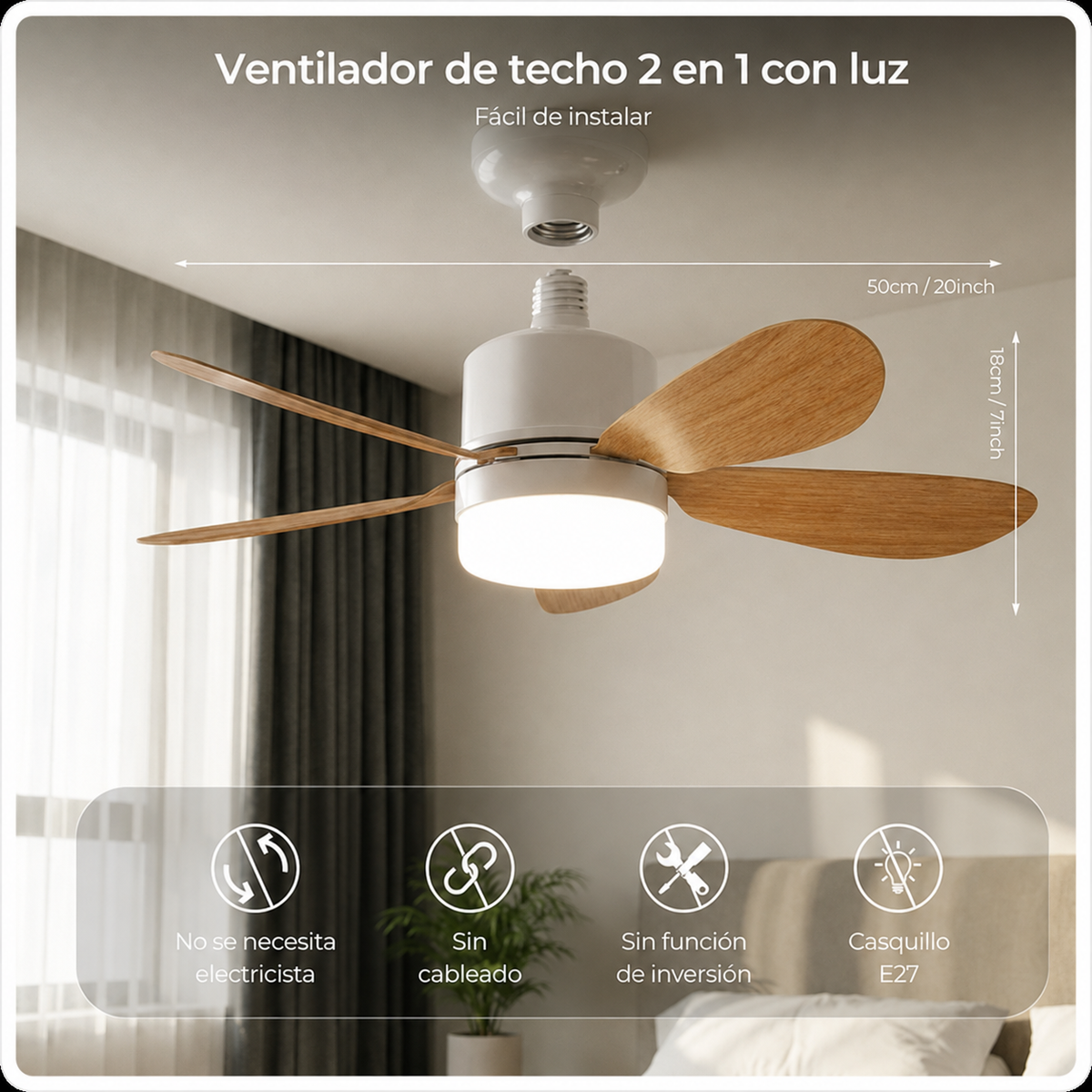 Ventilador de techo con luz LED y control remoto Linden - imagen 8
