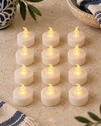 Conjunto de doce velas LED Linden cilíndricas para decorar sin llama real.