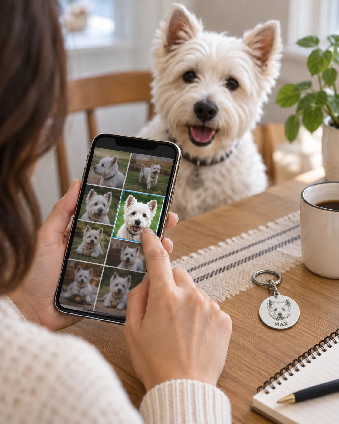Llavero personalizado con retrato grabado de mascota