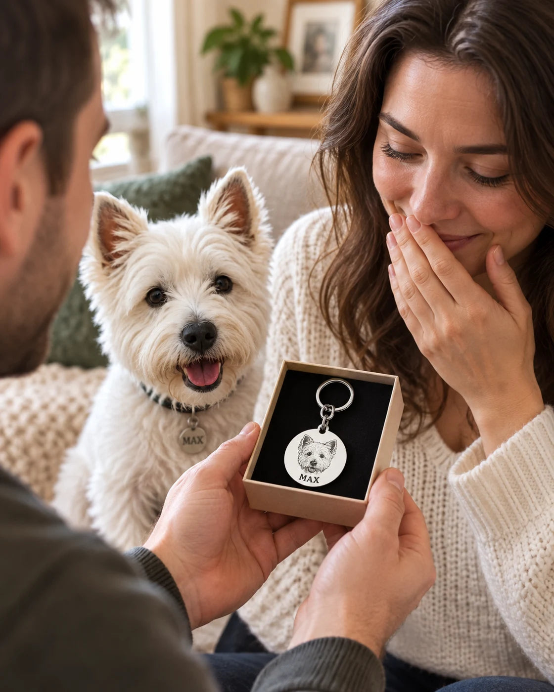 Llavero personalizado con retrato grabado de mascota