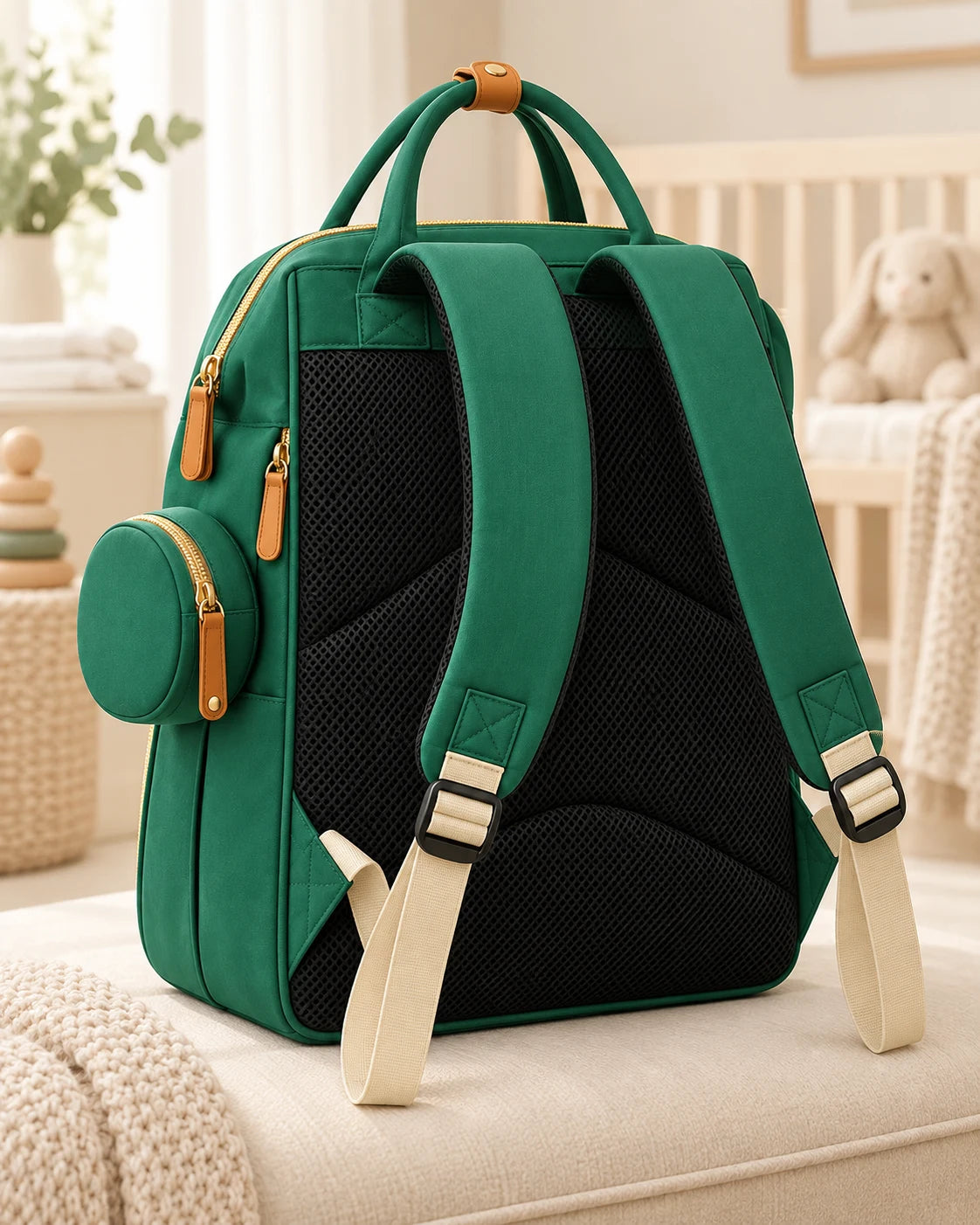 Mochila pañalera Linden: panel trasero acolchado