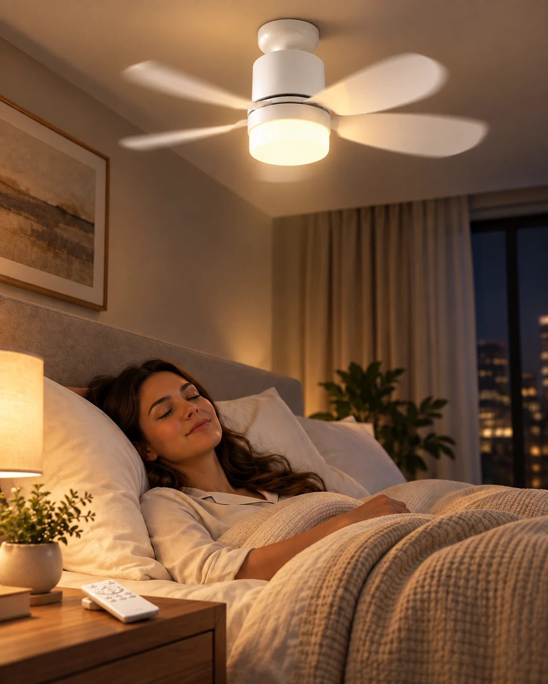 Ventilador compacto Linden con luz LED